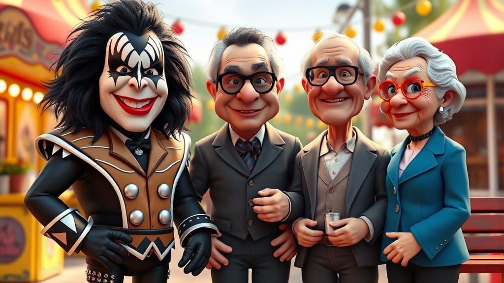 KISS Muppet Caricature with Forrest Gump Couple