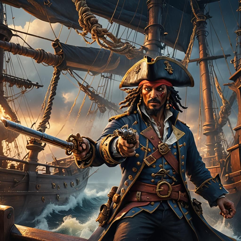 Pirate in Storm: Baroque Fantasy Concept Art