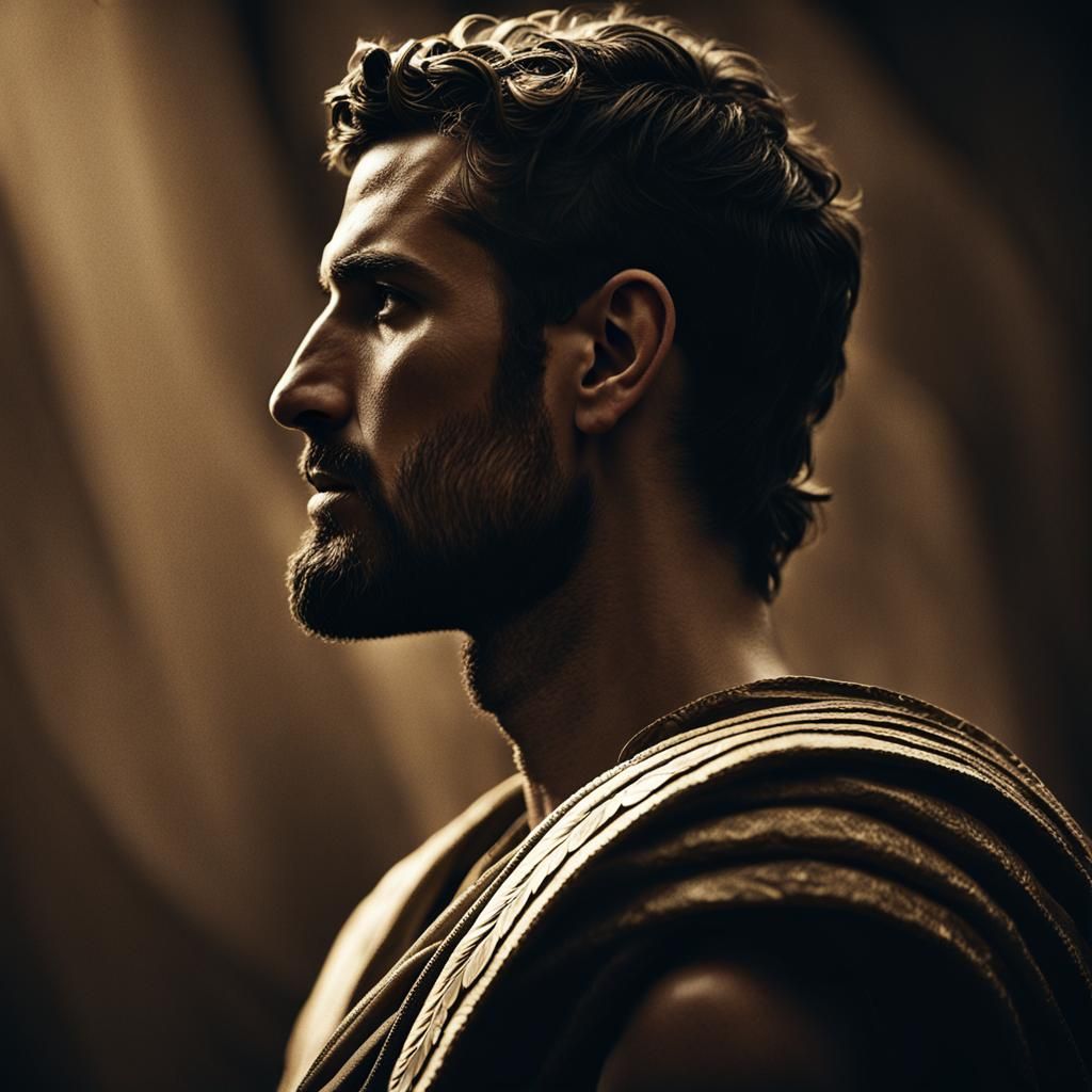 Chiseled Greek Man in Dramatic Fine-Art Photography