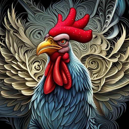 Hyperrealistic Rick and Morty Cartoon Rooster