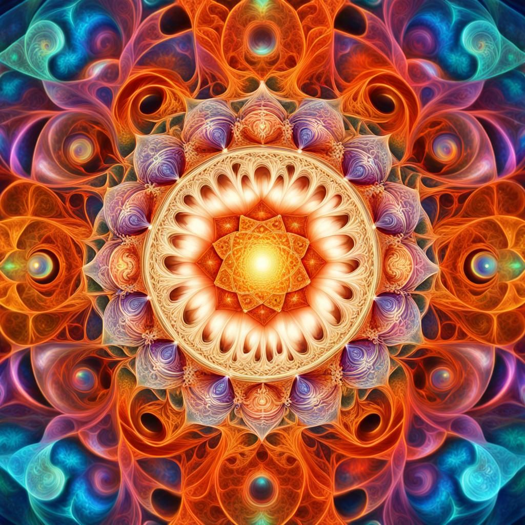 Sacred Fractal Tapestry in Ethereal Hues