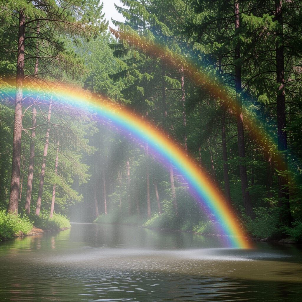 Rainbow and Sunshower: A Moment of Tranquility