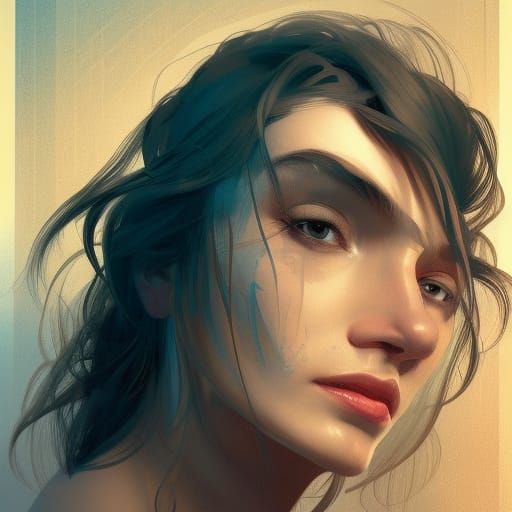 Woman Gazing in Mirror: Hyperdetailed Art Portrait