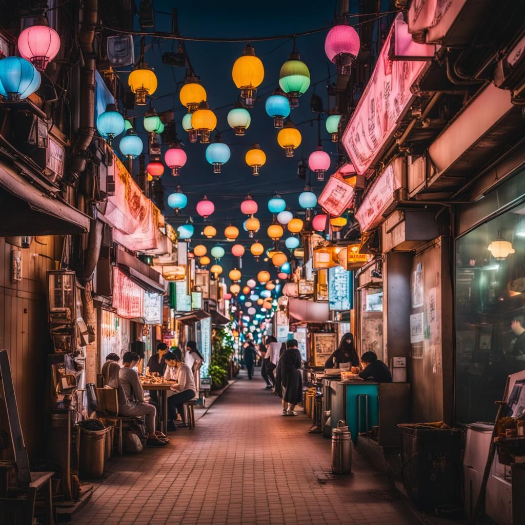 Busan Street at Night with Surreal Lights