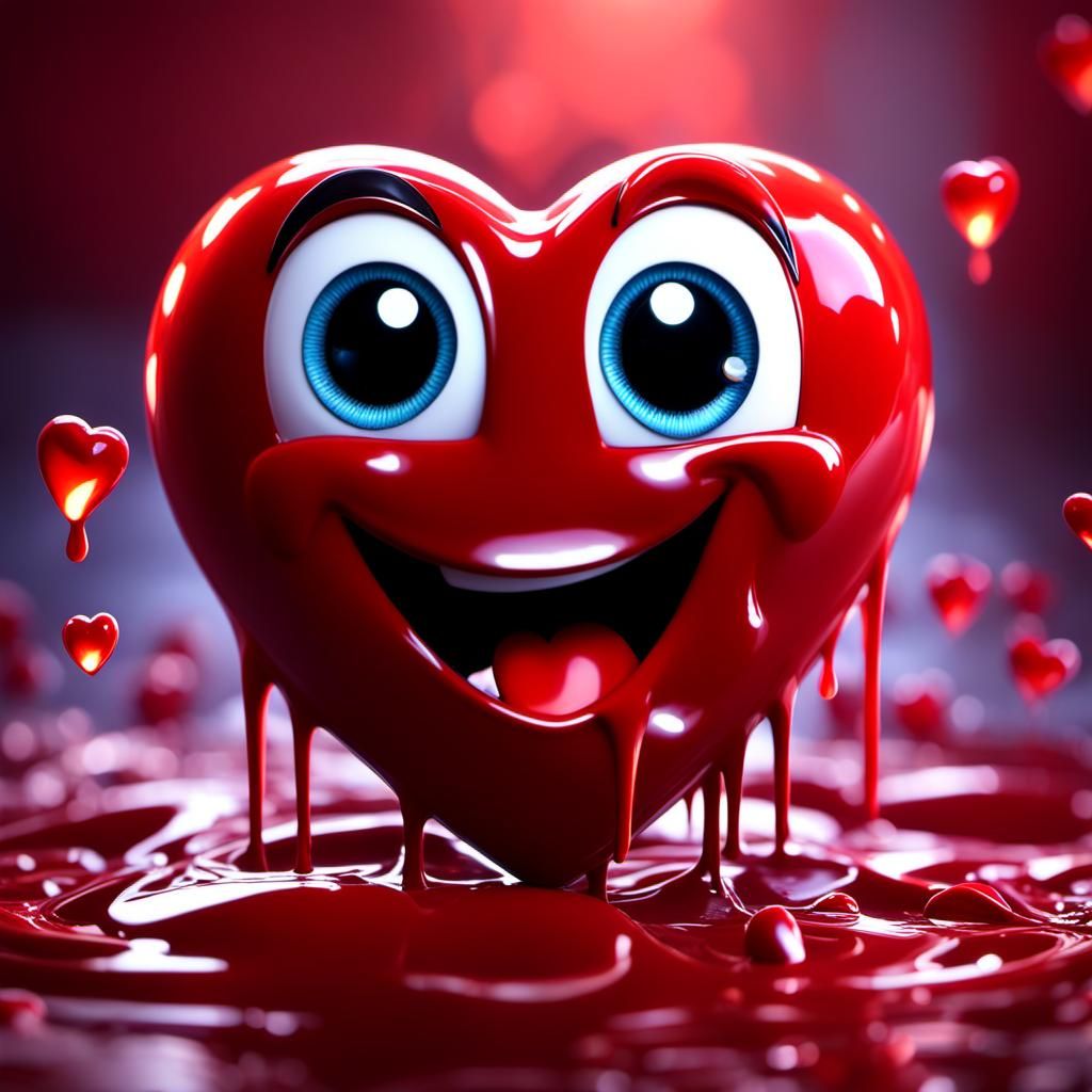 Adorable Heart Dripping Blood in 3D Digital Art