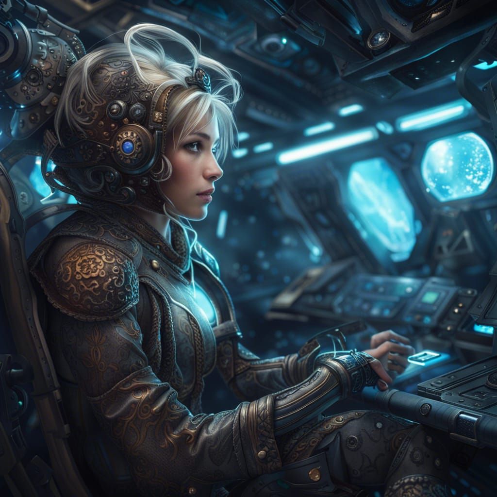 Anime Pirate Girl in Space, Digital Art