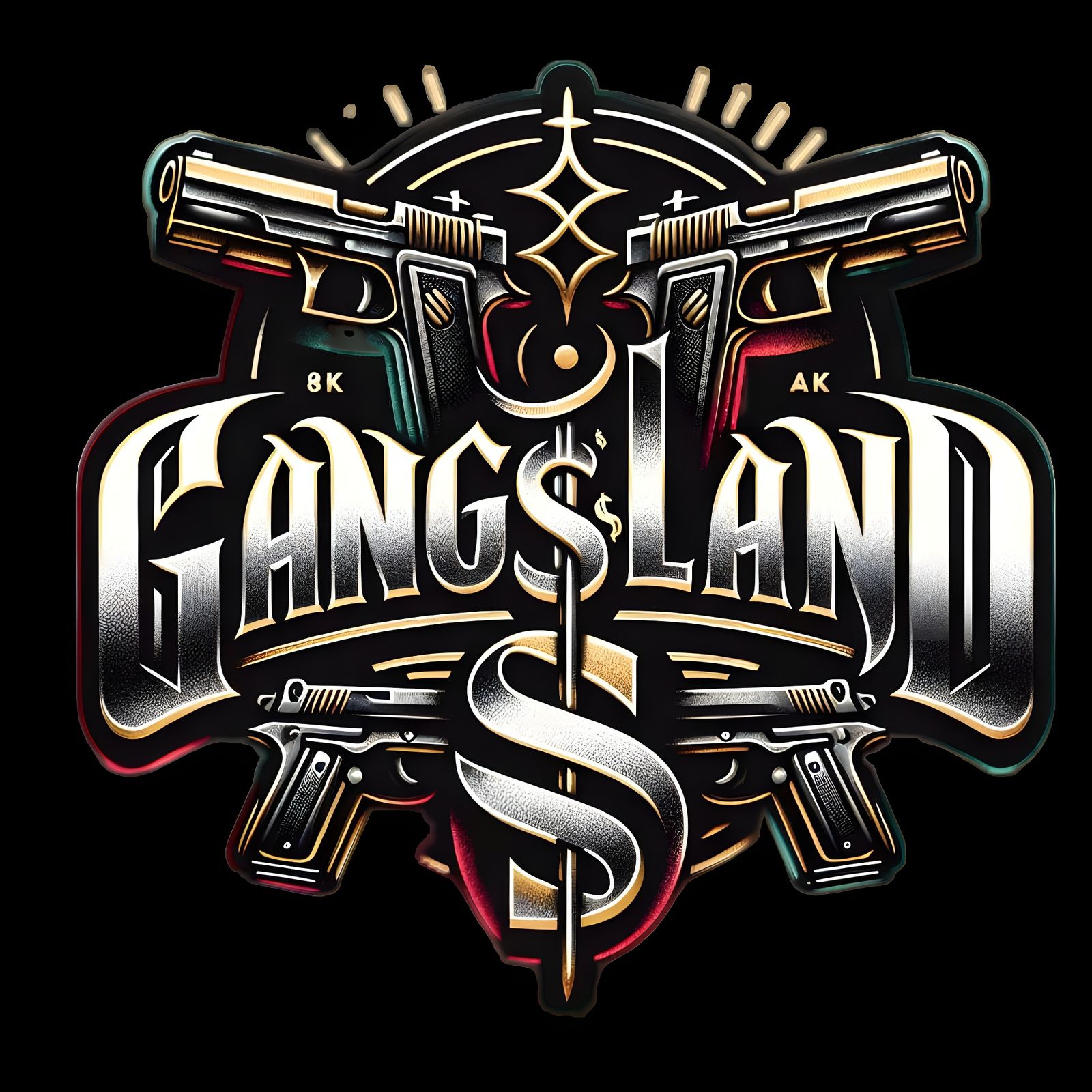 Gangland Streetwear Logo with Gun Graphic