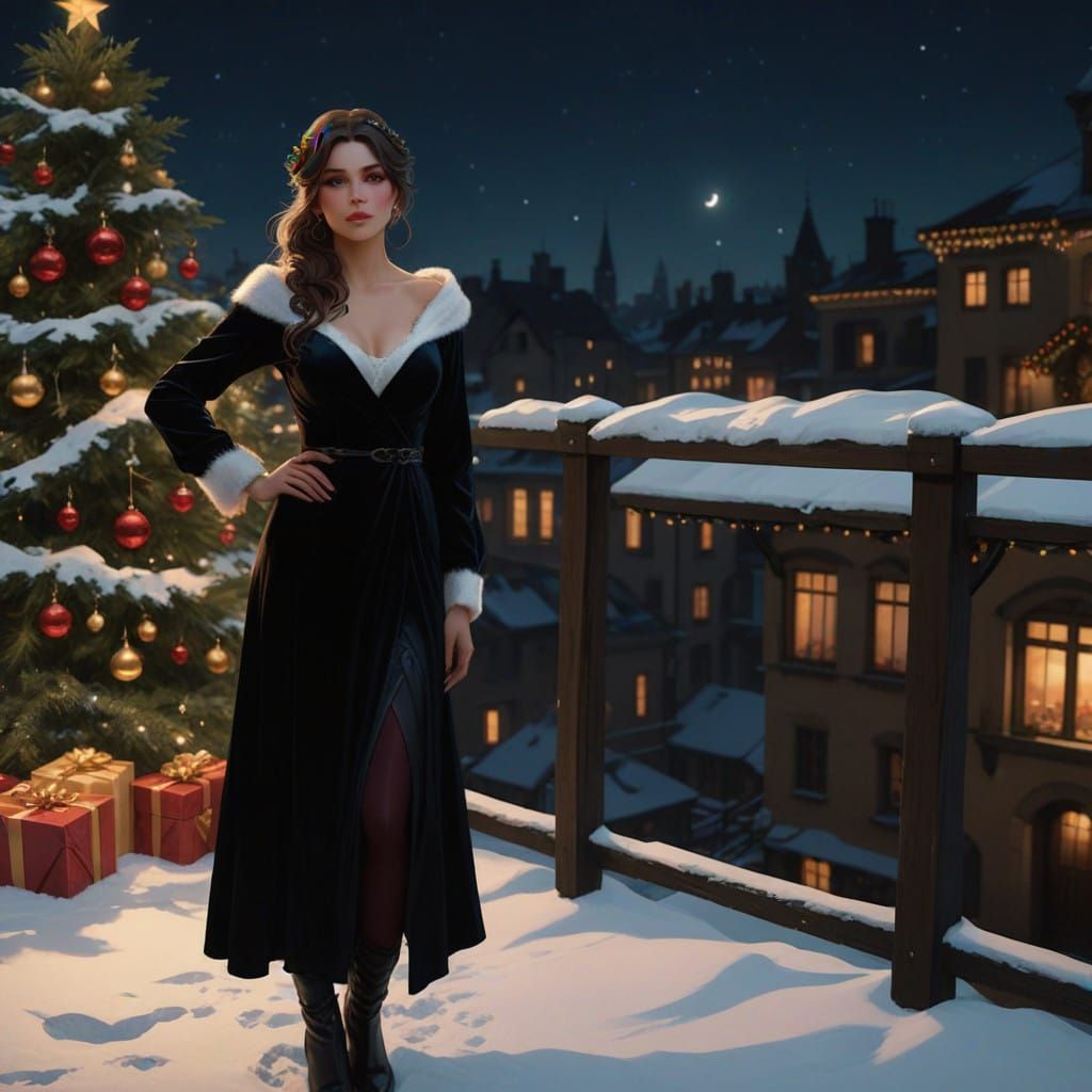 Dynamic Christmas Portrait in Vibrant Triadic Colors