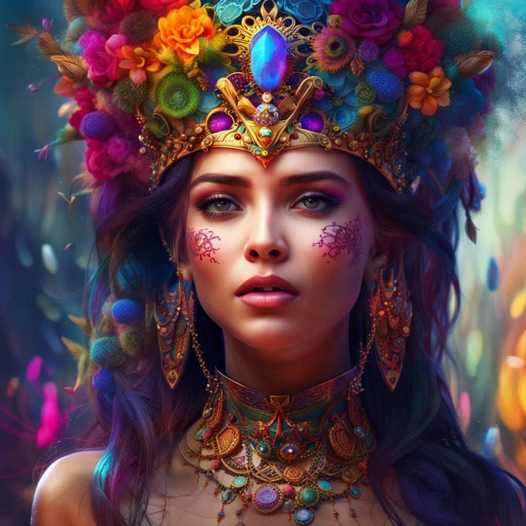 Exotic Beauty: Digital Art Portrait of a Queen