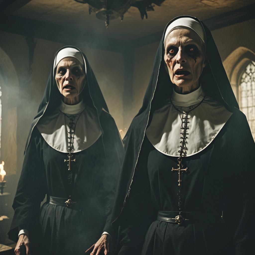 Demonic Zombie Nuns in Gothic Horror Style