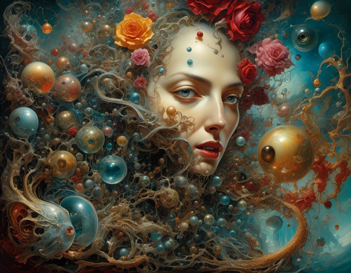 Surreal Figures in Fractal Dreamscape, Digital Painting