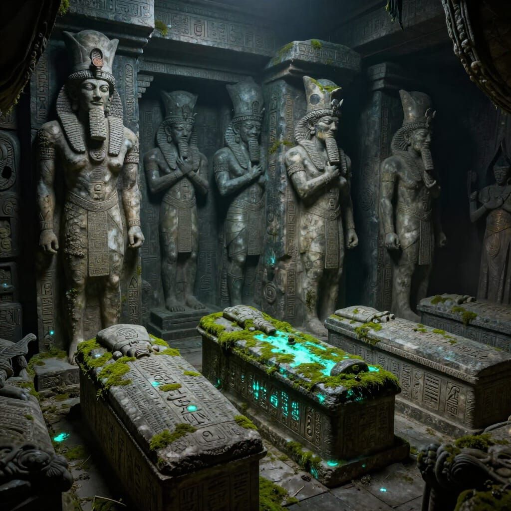 Monster Tomb of Ancient Gods in Dark Fantasy Style