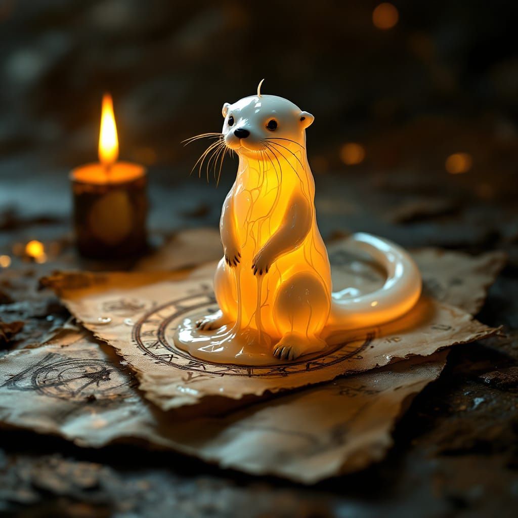 Hyperrealistic Otter Sculpture Made of Candle Wax