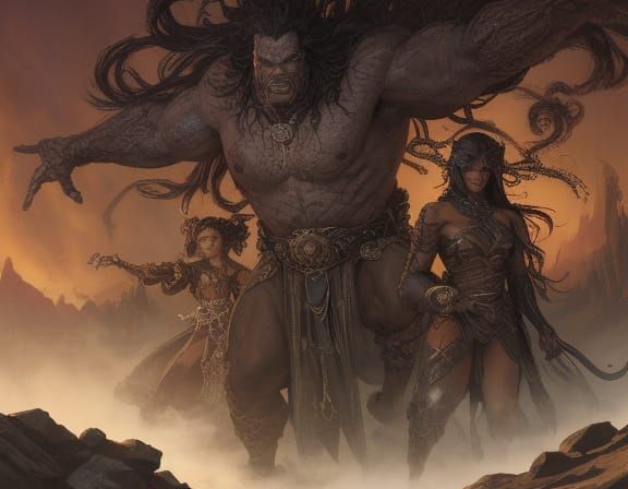 Epic Fantasy Artwork Featuring Diverse Heroes and Majestic T...