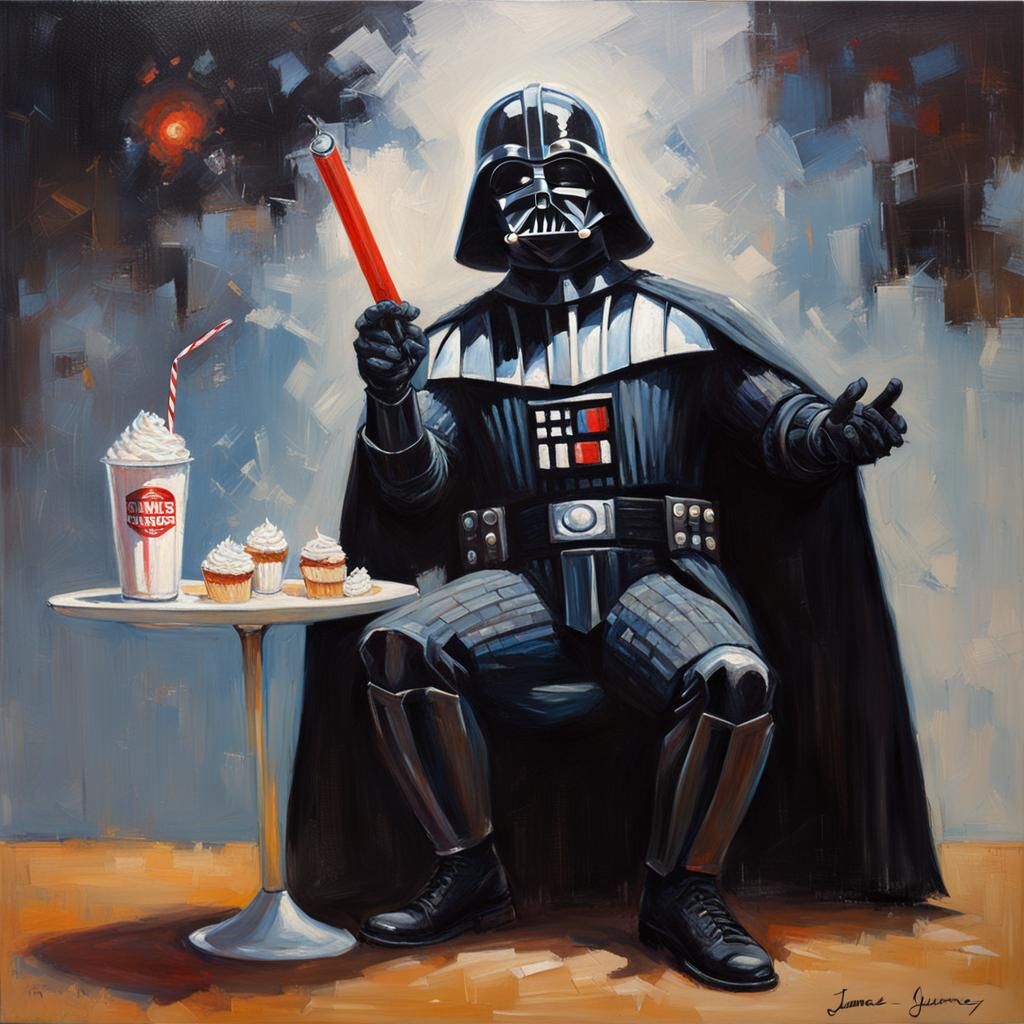 Milkshake Vader: An Oil Painting