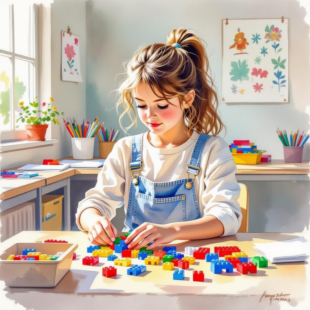 Mer Sorts Legos: Whimsical Illustration Style