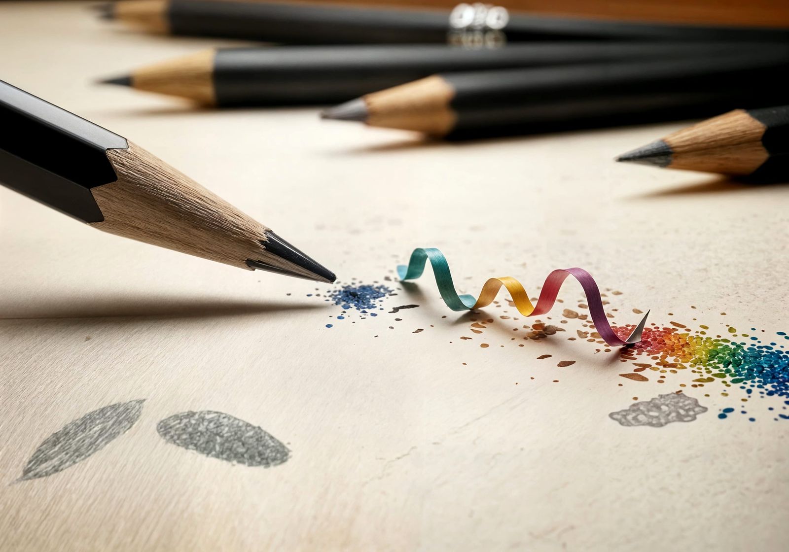 Pencil Tip on Paper Releasing Graphite Particles