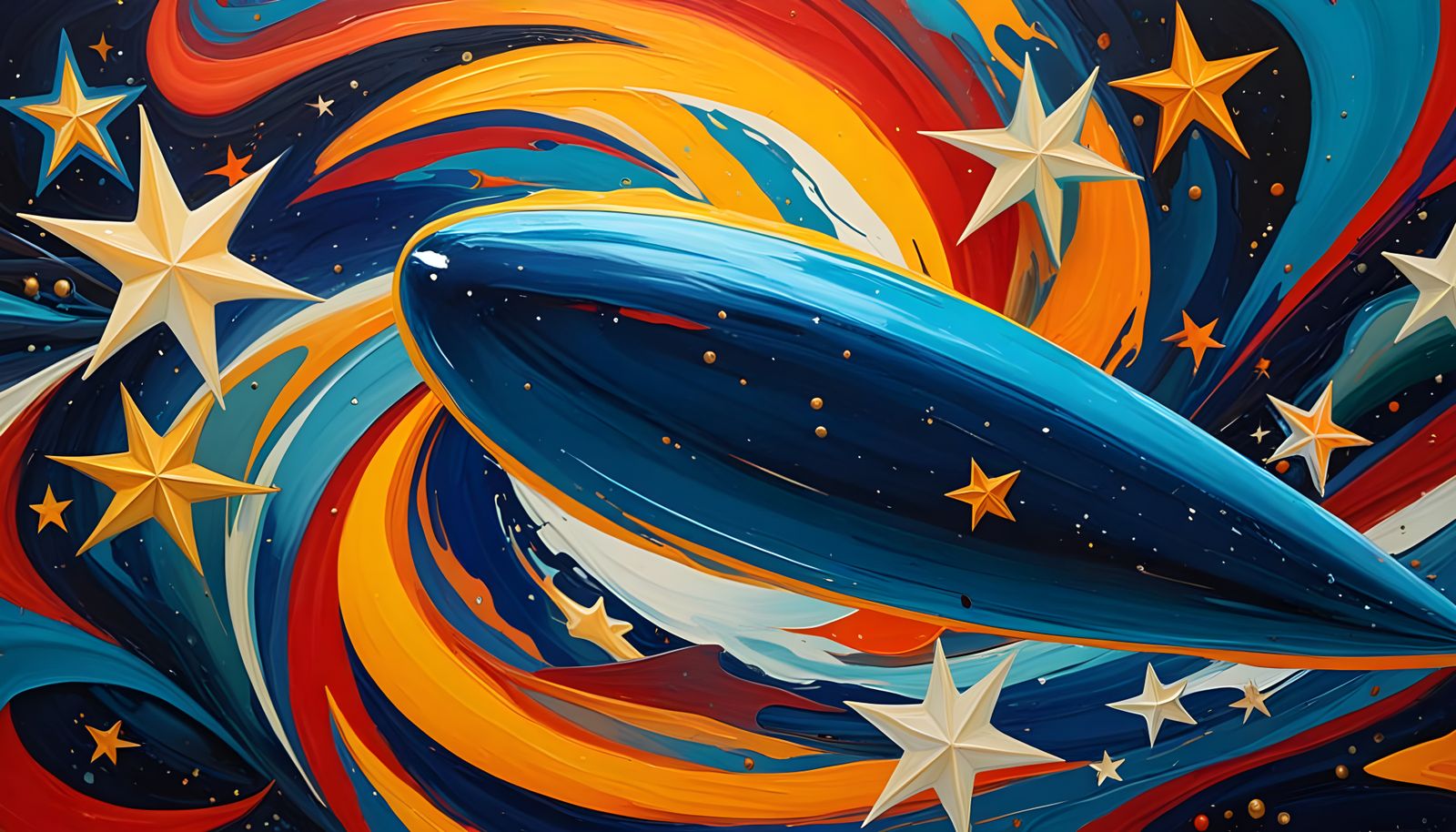 Surreal Cosmic Vortex in Iridescent Oil Painting