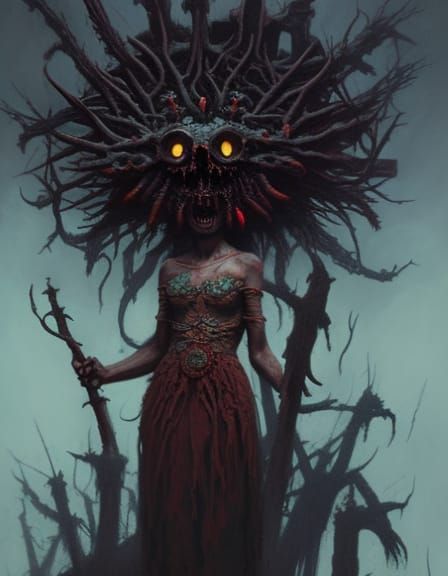 Six-Eyed Ebony Horror in 3D Digital Art