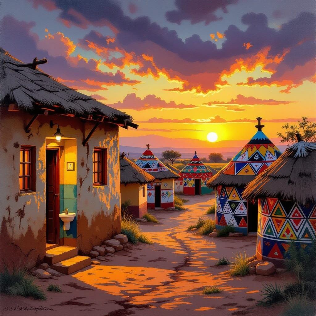 Colonial Mystery Meets Vibrant Ndebele Village at Sunset