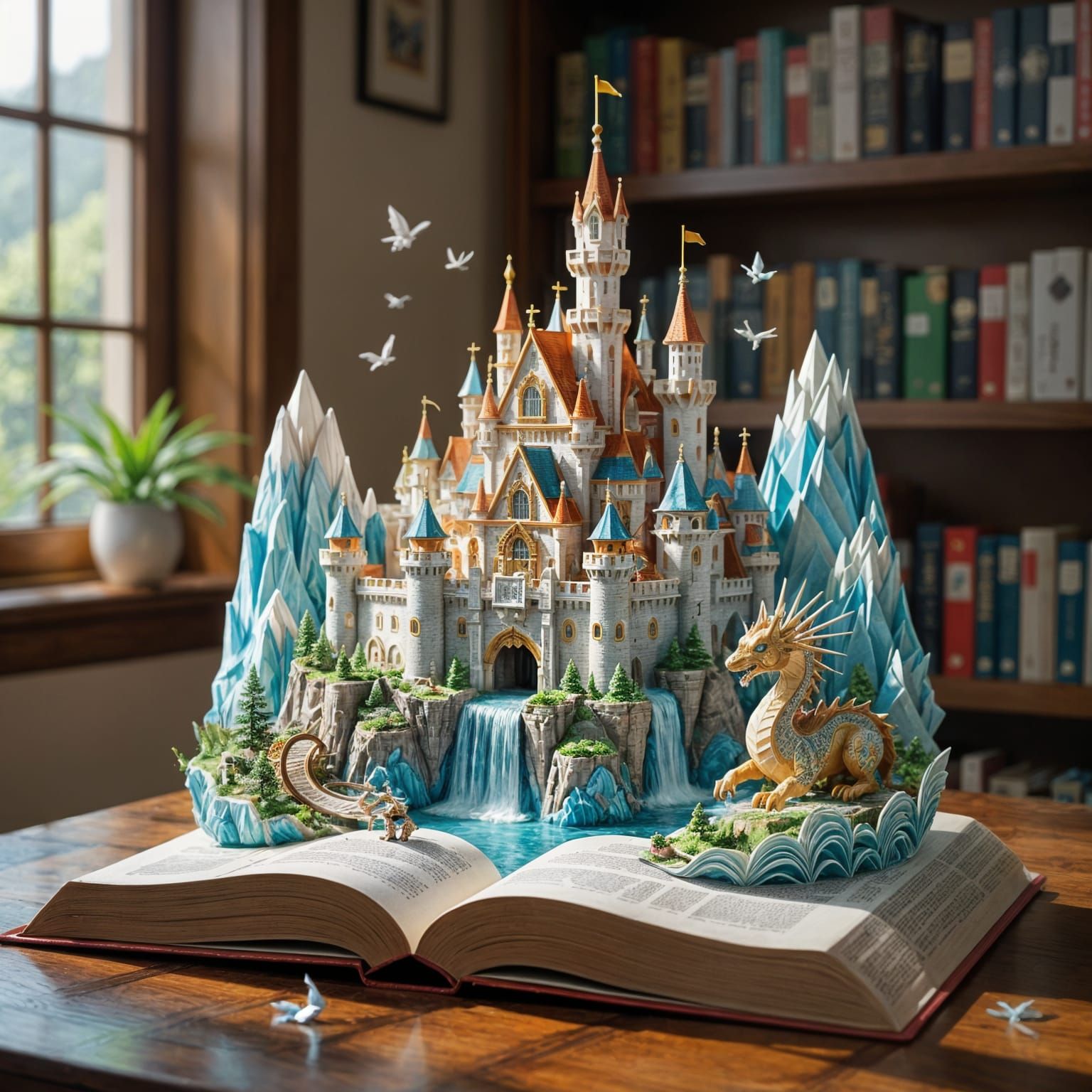 Fantasy Paper Kingdom Unfolds from Open Book