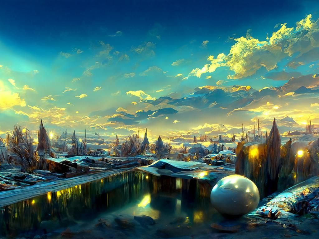 Winter School in Silver and Blue, Detailed Painting