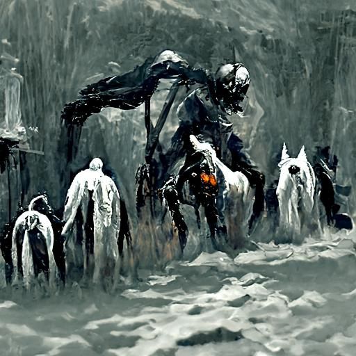 The Four Horsemen in Sinister Oil Painting