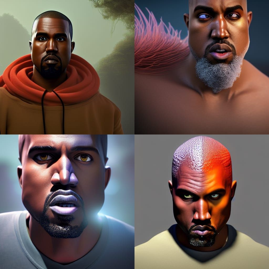 Hyperrealistic Gay Fish Kanye Portrait in Biopunk Style