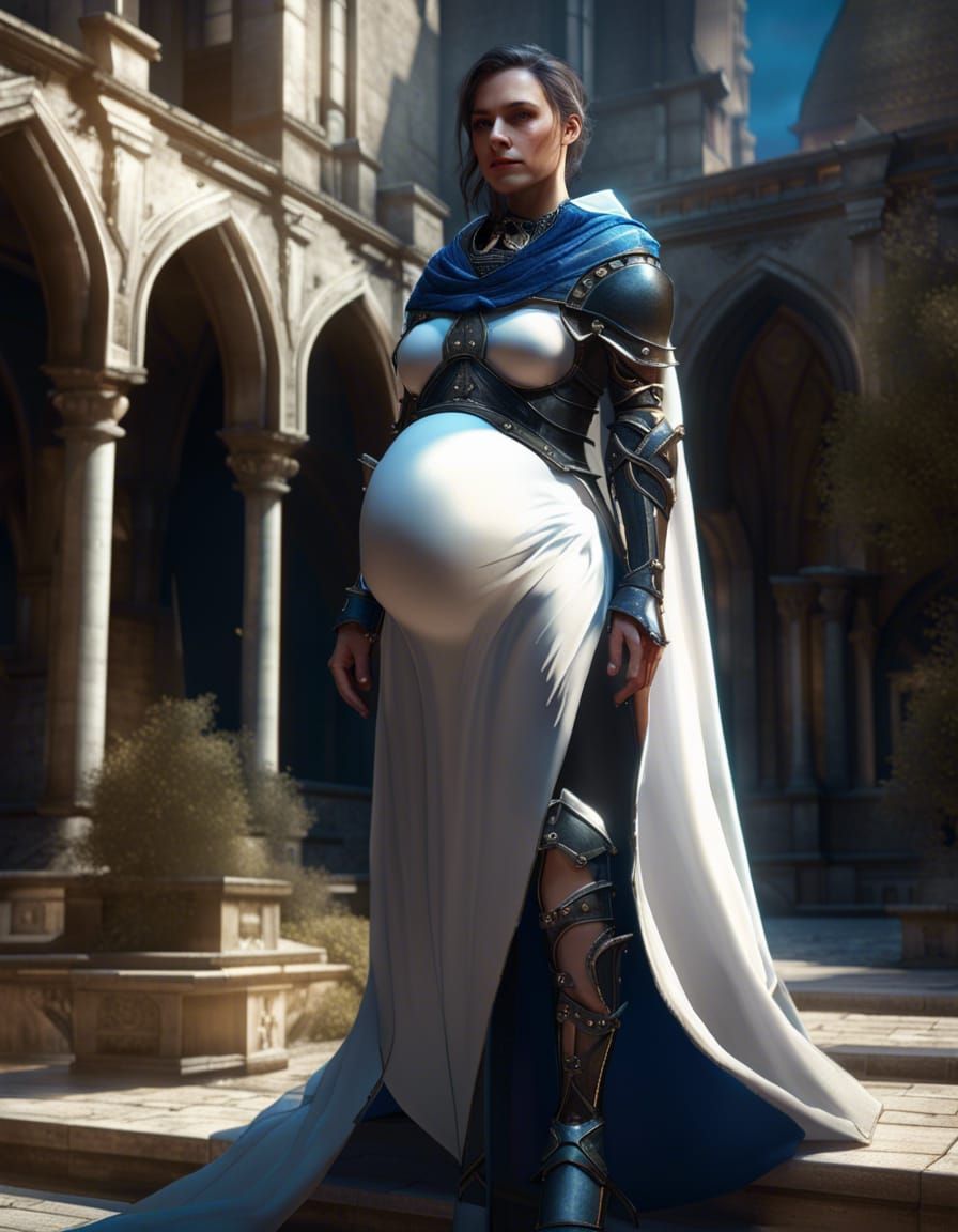 Pregnant Knight in Dark Fantasy Style