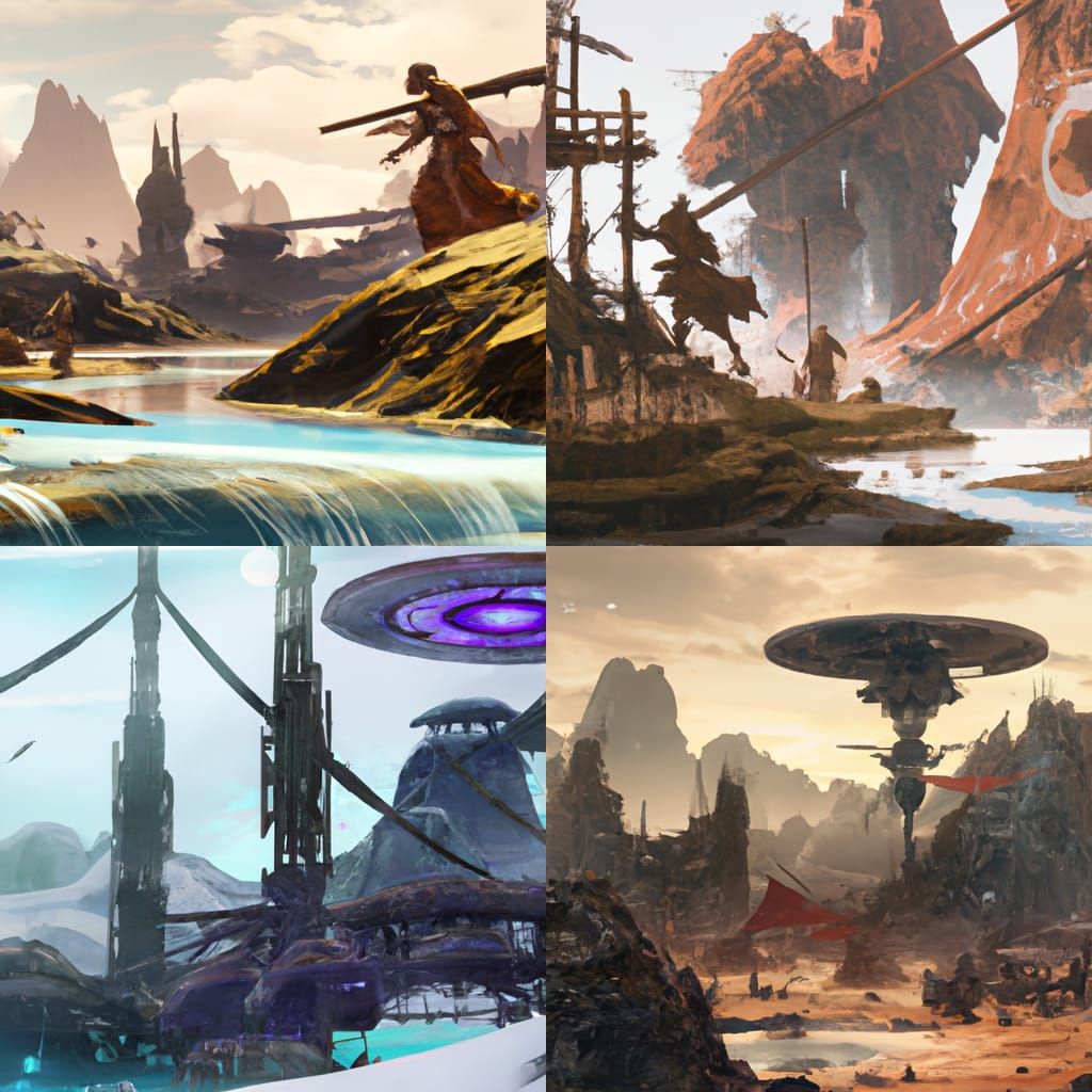 Star Wars Landscape in Ukiyo-e Style