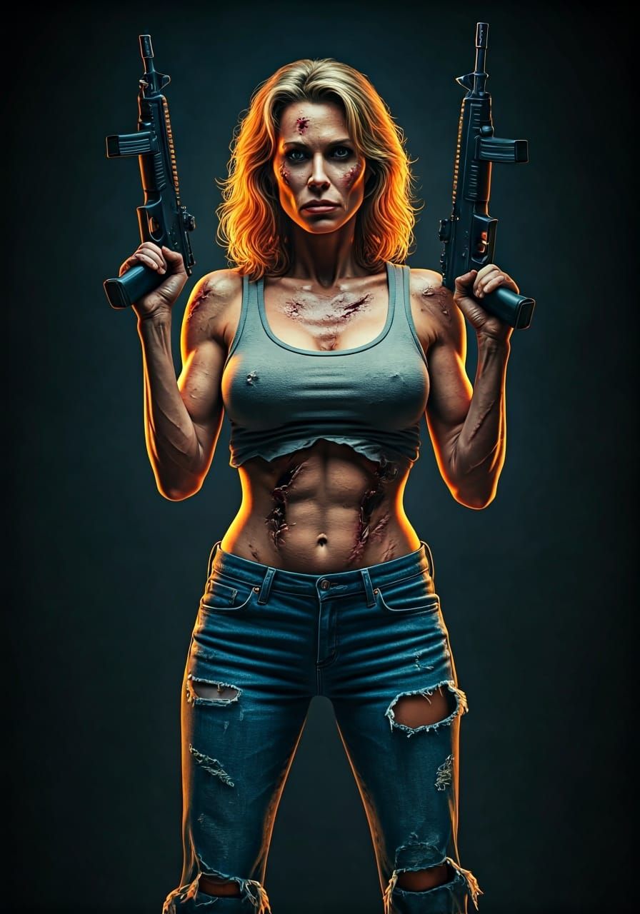 Cyborg Warrior: A Cinematic Action Scene