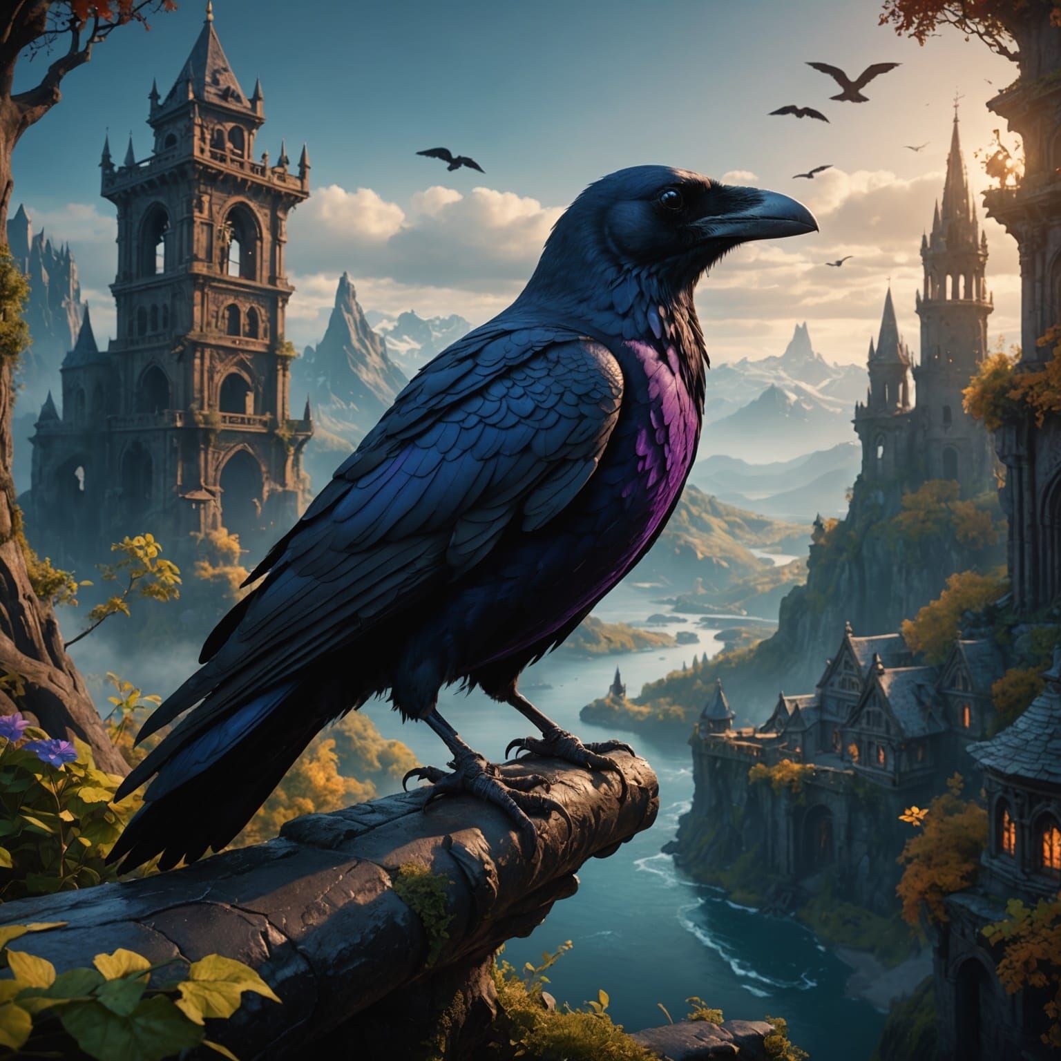 Bright Raven of Hope in Detailed Matte Painting Style