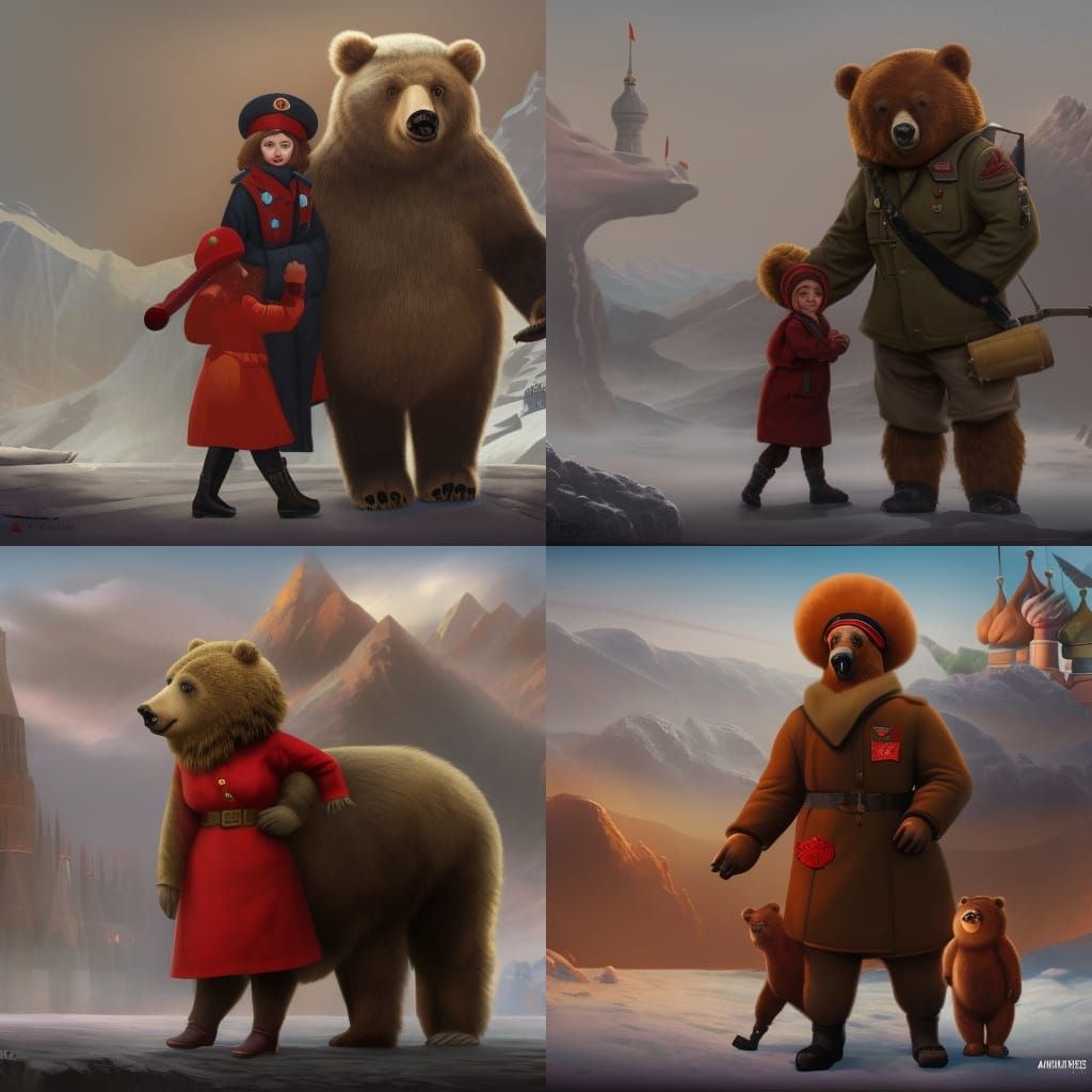 Soviet masha and the bear are a soviet soldier ussr with ushanka