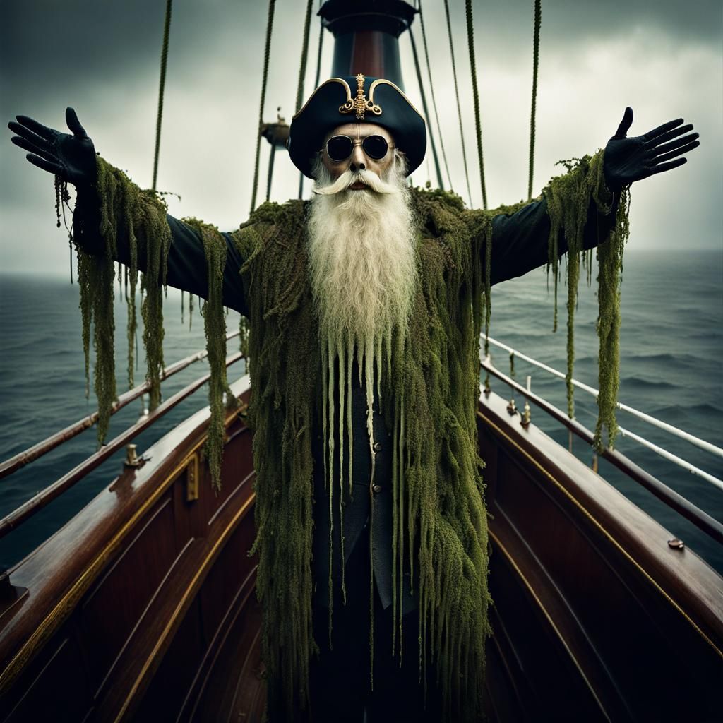 Eerie Skeletal Figure on Abandoned Ship