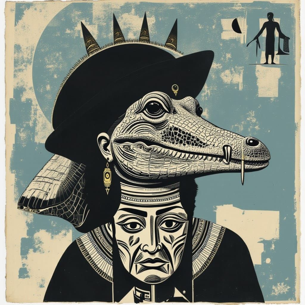 Golden Egyptian Crocodile Digital Art