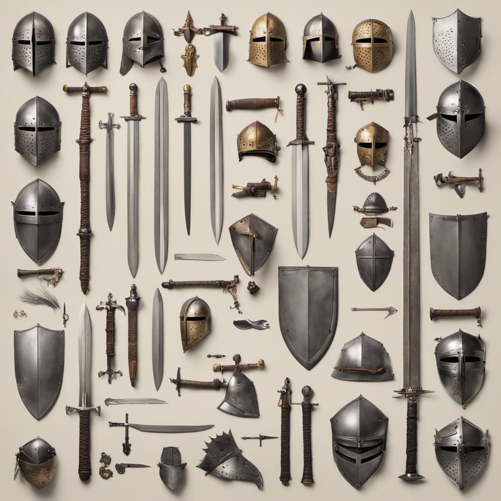 Orderly Knight's Armory Knolling Arrangement