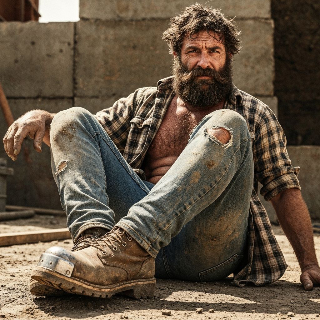 Gritty Construction Worker Portrait with Textured Aesthetic