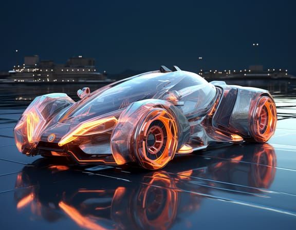 Futuristic Crystal Flower Car in Techno Style