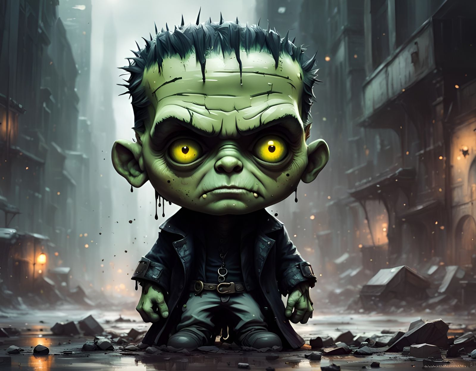 Adorable Chibi Frankenstein Monster Portrait