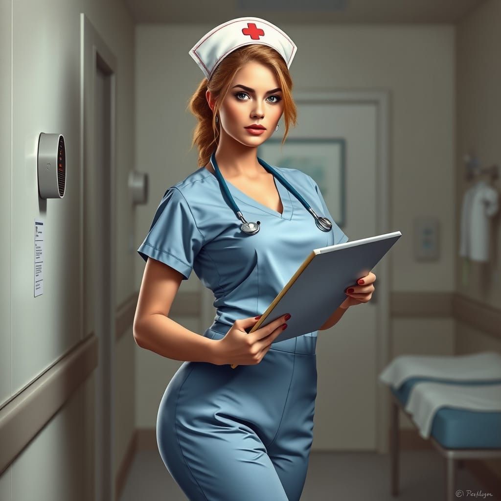 Nurse in Hospital Room, Artistic Realism