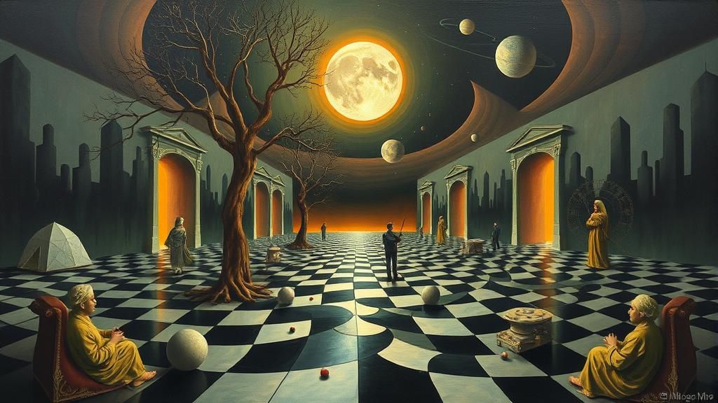 Surreal Fantasy Scene as Oil Painting