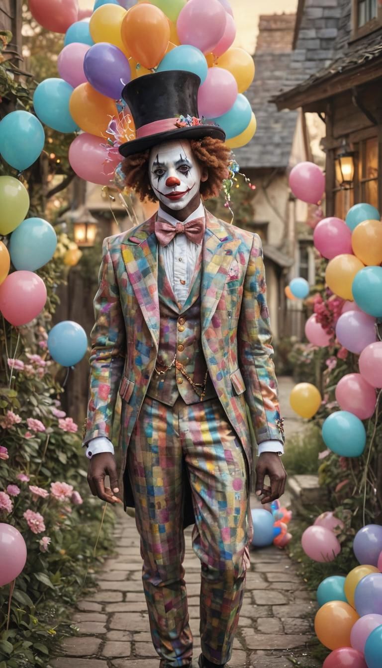 Melanin Clown in Whimsical Airbrush Illustration