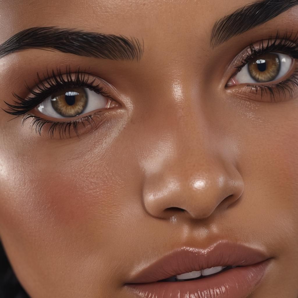 Ebony Woman with Star Earrings in Splash Art Style