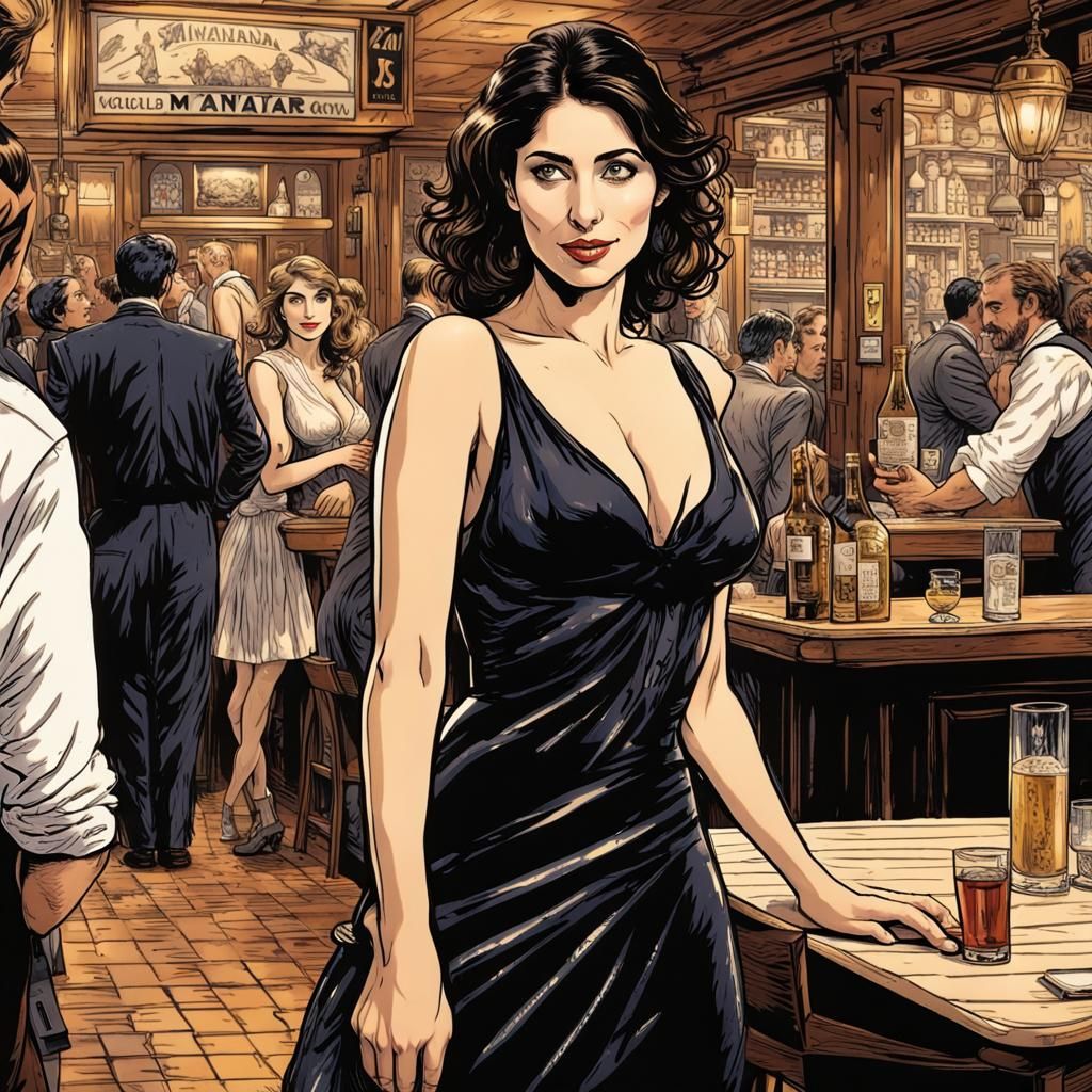 Tavern Flirtation: Dark Fantasy Comic Book Illustration