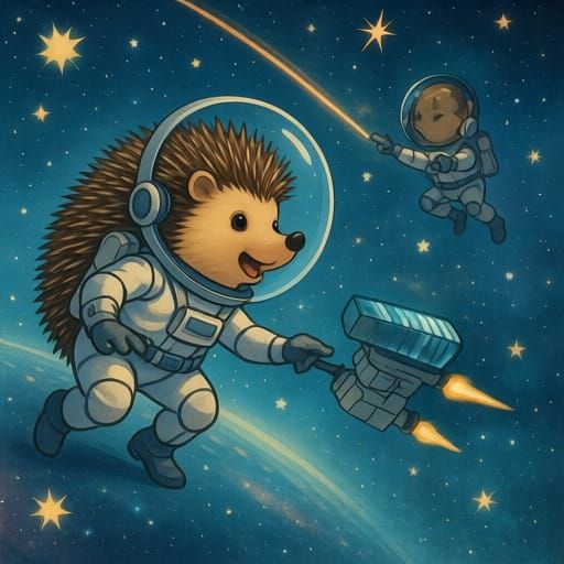Hedgehog Space Crew Maneuvers Through the Stars