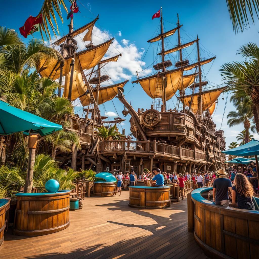 Pirate Theme Park with Galleons and Carousels