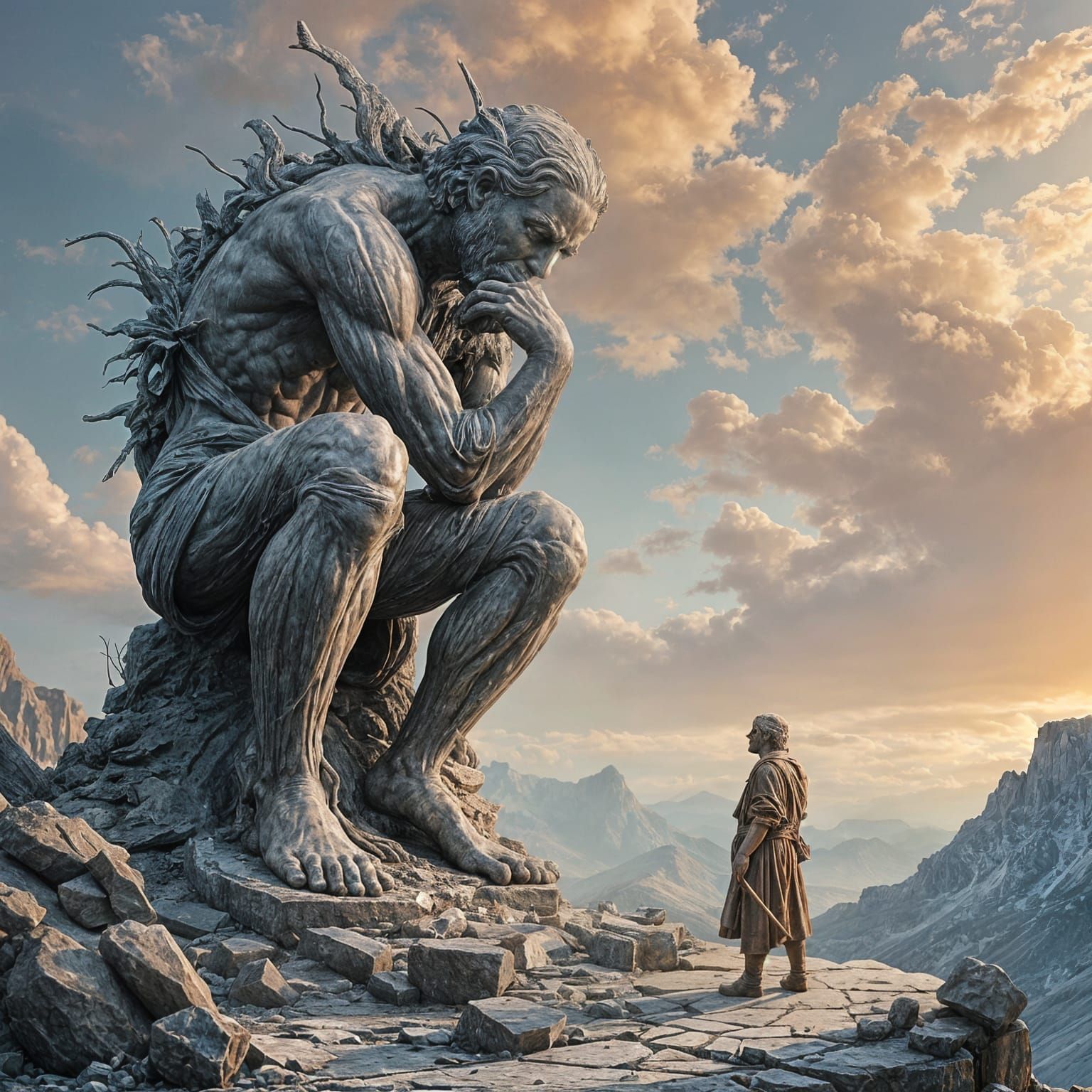 Baroque Hatching of the Thinker: A Haunting Scene of Creativ...