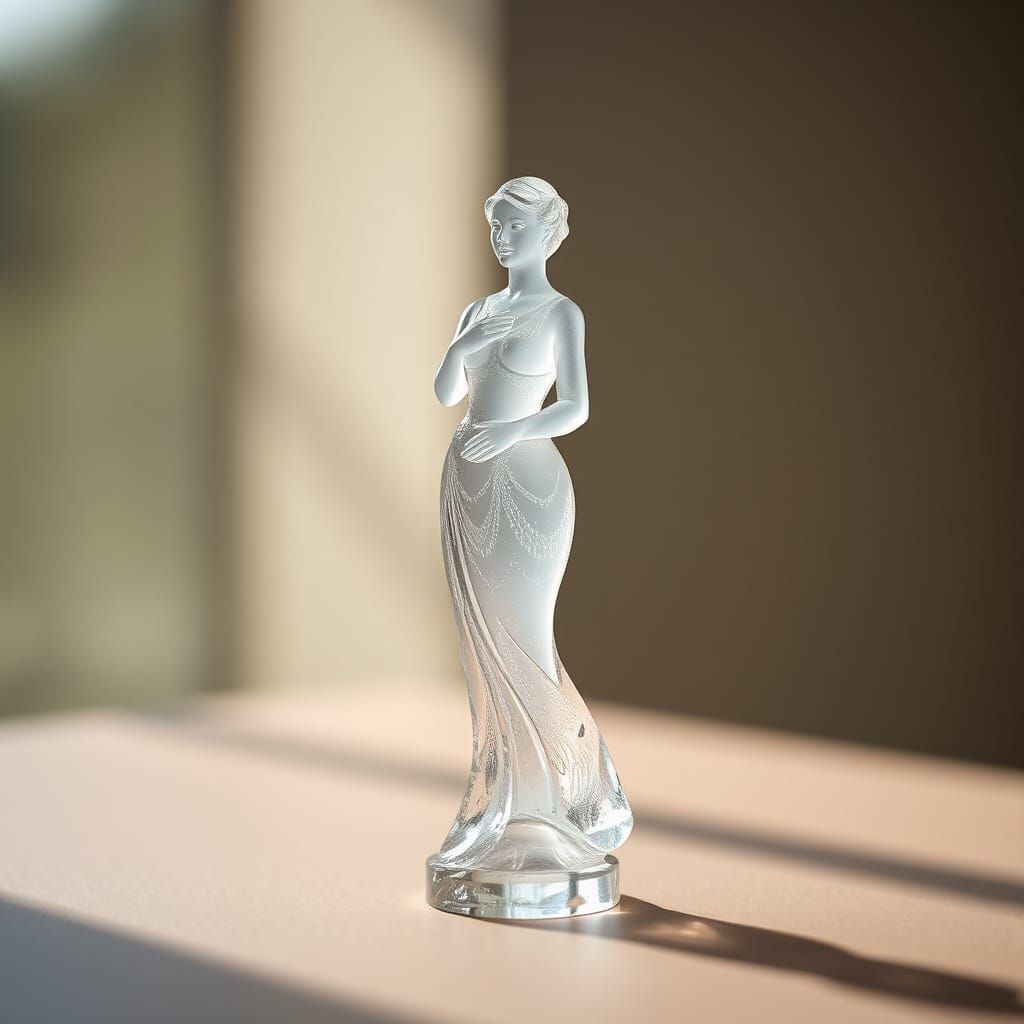 Elegant Crystal Woman Figurine in Natural Light