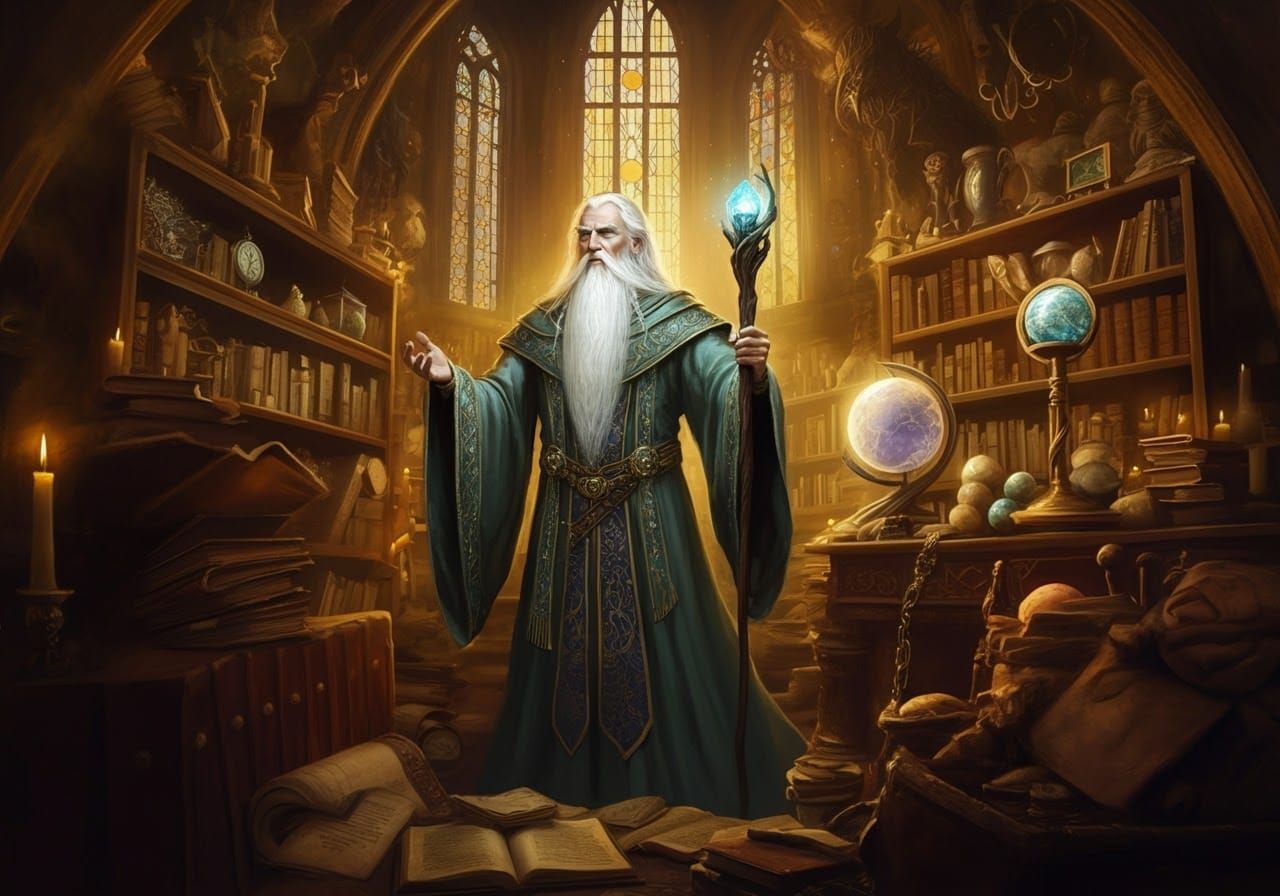 Magical Wizard Chamber in Detailed Fantasy Style