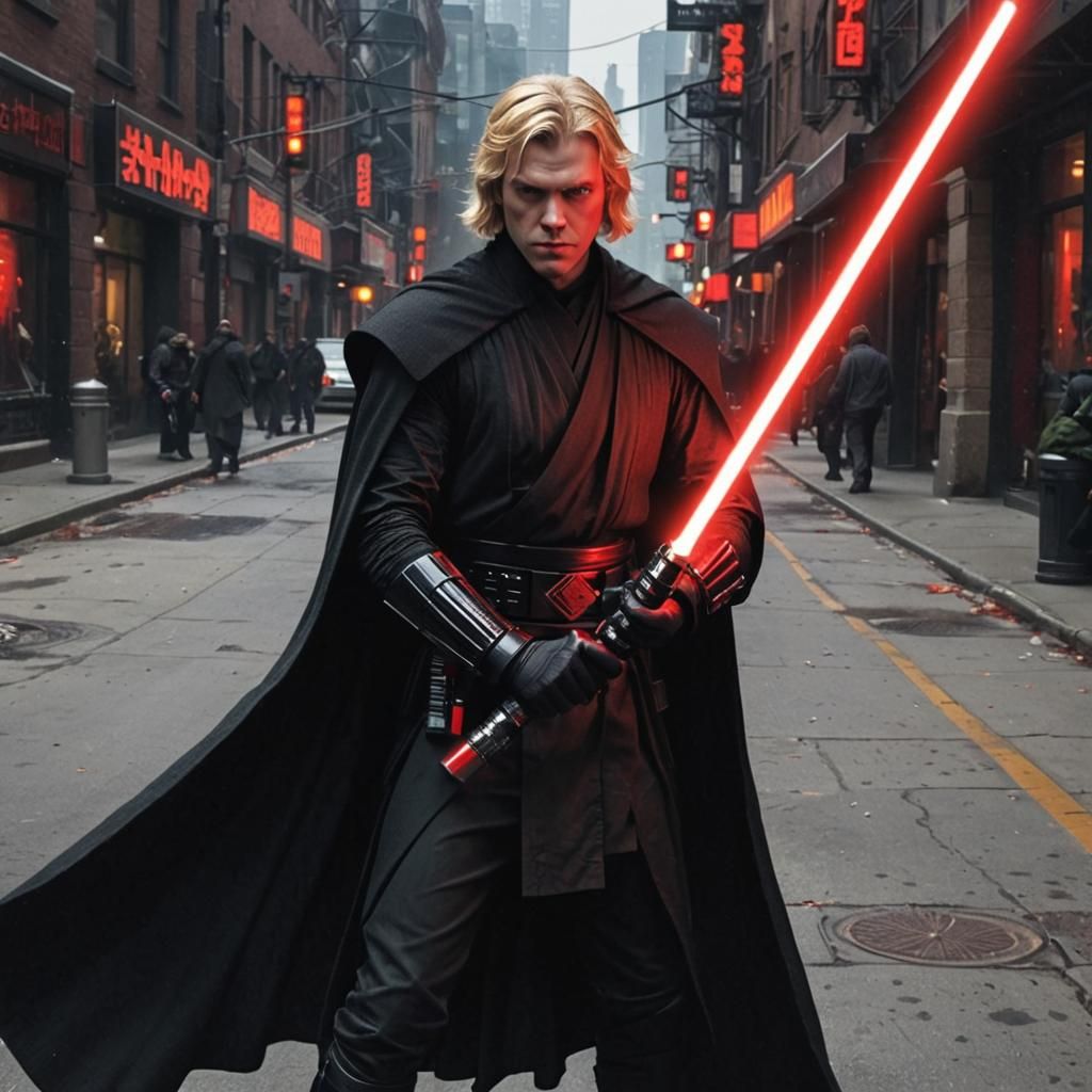 Sith Lord with Red Cross Lightsaber